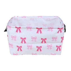 Pink Easter Fabric Storage <b>Bin</b> with Handles Rectangular Foldable Basket 10-<b>20L</b> for Sundries Home Organization - Product Image 2