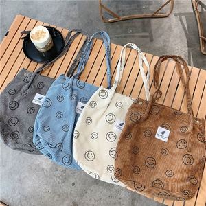 Fashion White <b>Corduroy</b> <b>Bag</b> with Closure Yellow Washable Pink Shoulder <b>Bag</b> <b>Corduroy</b> <b>Tote</b> <b>Bag</b> - Product Image 1