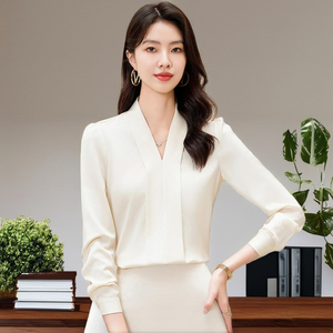 V-Ausschnitt V-Ausschnitt Schwarz Langarmhemd Weiß Abendkleider <span class=keywords><strong>Plus</strong></span> <span class=keywords><strong>Size</strong></span> Blusen Frauen Lässig Sommer Stil Knopf Dekoration Solid - Product Image 1