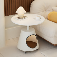 Table d'appoint moderne en métal et verre trempé, table de chevet pour chambre à coucher, nouveau nid pour chat créatif et amovible