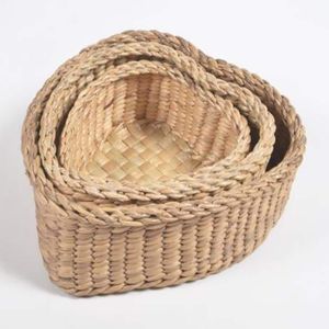 Water Hyacinth Heart Shape Multifunctional Round Utensils with 3 Hand-woven Storage Baskets from Vietnam - Product Image 2
