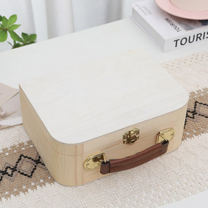 Wooden Storage Box Rectangle With Handle And Lock For <b>Home</b> Desktop Organizer - Product Image 2