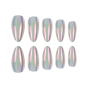 Poudre magique Ky Mirror Moonlight pour ongles à presser, <span class=keywords><strong>faux</strong></span> ongles tendance effet aurore blanc néon, 24 pièces, vente en gros - Product Image 3