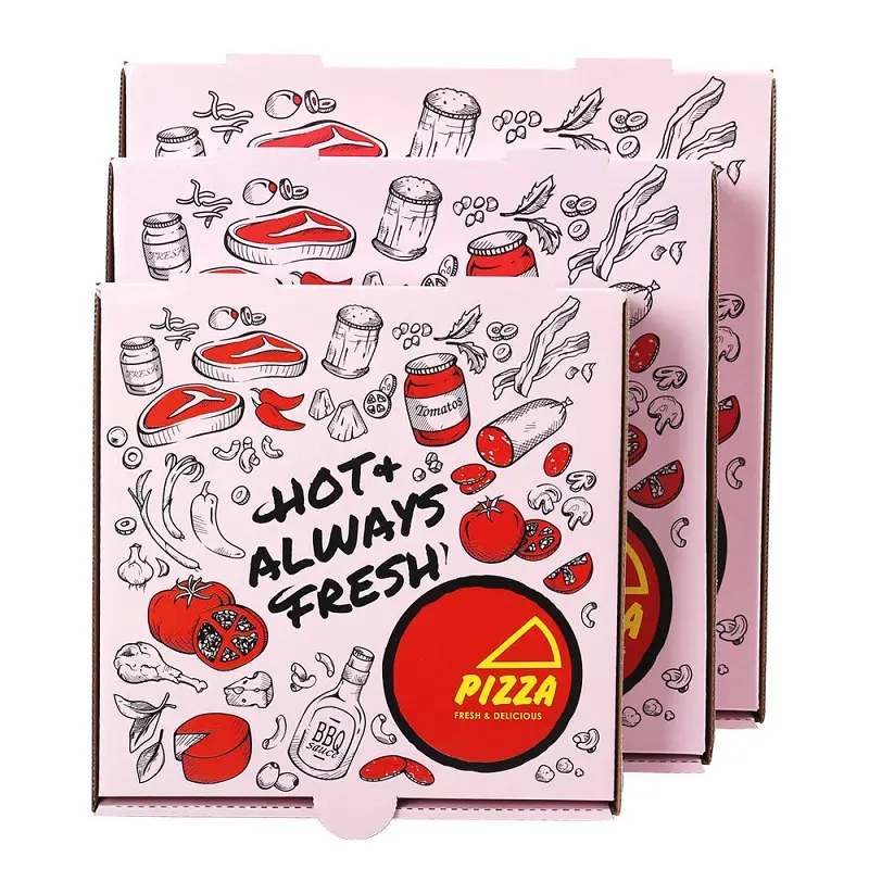 Özel Logo baskılı 33 35 Cm gıda Burger paketi paket paket özel tasarım baskı ambalaj Pizza kutuları