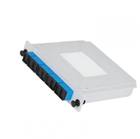 1x8 jenis kaset Splitter PLC, tipe SC/UPC, kotak ABS pemisah PLC, penyebar tinggi PDL rendah untuk sistem GPON FTTH FTTx