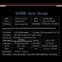 Carte mère JGINYUE B760M M ATX LGA 1700 B760M-Snow Dream D4 prend en charge Intel I3/I5/I7/I9 12e/13e processeur double mémoire DDR4 nouveau