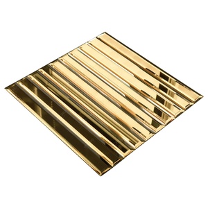 Carreaux de miroir biseautés dorés modernes 12x12 pouces, mosaïque de verre autocollante pour cuisine, salle de bain, douche, mur - Product Image 1
