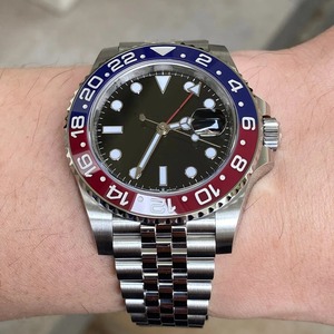 Montre automatique GMT pour homme avec verre saphir, étanche 100 m, bracelet en acier inoxydable - Product Image 4