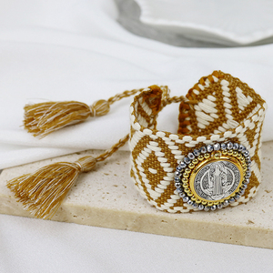 Alta calidad religioso cristiano San Benito 18K chapado en oro color cinturón de punto accesorios mujeres joyería pulseras - Product Image 4