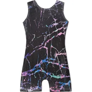 Balletdans Gymnastiek Training Turnpakje Full Print Spray Kleur Zonder Mouw Tank Top Slim Fit Bodysuit