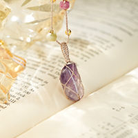 Collier pendentif en tissu améthyste violette pour femme TANGPEI avec perles en alliage et en cristal, bijoux tendance