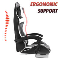 Chaises de jeu ergonomiques en cuir PU, rotation à 360°, hauteur réglable, inclinables, base en acier inoxydable, vérin à gaz à 2 étages