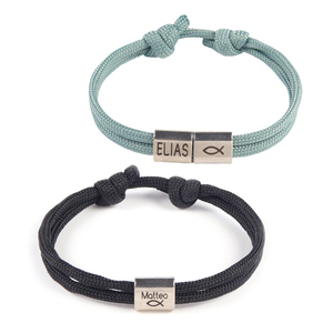 Pulsera <span class=keywords><strong>de</strong></span> Cordón Trenzado <span class=keywords><strong>de</strong></span> Acero Inoxidable 316L, Grabado Personalizado con Nombre, Diseño <span class=keywords><strong>de</strong></span> Pez Religioso, Macramé Ajustable, Joyería <span class=keywords><strong>para</strong></span> <span class=keywords><strong>Hombre</strong></span> y Mujer, Venta al Por Mayor OEM - Product Image 1