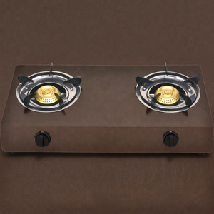 Estufa de Gas Portátil de Doble Quemador con Superficie de Hierro Fundido de Color Marrón de 0.6 mm, Protección Contra Llamas, Fácil de Limpiar, para Uso en Hoteles y Restaurantes - Product Image 1