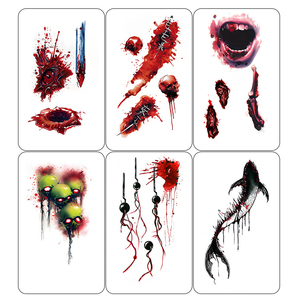 Tatuajes Temporales de <span class=keywords><strong>Agua</strong></span> con Diseño de Sangre, Adhesivos de Tatuajes de Moda Resistentes al <span class=keywords><strong>Agua</strong></span>, Compra al por Mayor para Cara y Cuerpo - Product Image 2