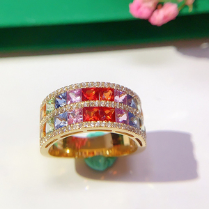 อาซูโอ 18K ทองคำแท้สีเหลือง แหวนรุ่นปริ๊นเซสคัท ประดับด้วยแซฟไฟร์ธรรมชาติแท้ สำหรับงานแต่งงาน หรือใส่ทุกวัน เป็นของขวัญสำหรับสุภาพสตรี ในวันเกิด - Product Image 2