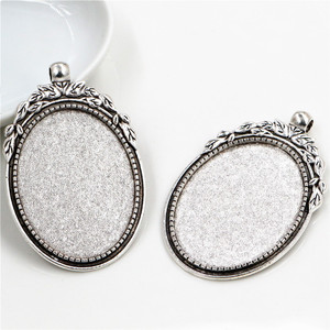 Mặt Dây Chuyền Ngọc Mài Tròn 30X40Mm Mặt Dây Chuyền Hình Phong Cách Baroque Cổ Điển Trống Vòng Cổ Khay Khung Bezel Hạt Charm Trang Sức Tự Làm - Product Image 3