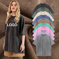 Camisetas de punto vintage lisas al por mayor de 230 g/m² con lavado ácido, de algodón grueso, oversize para hombre
