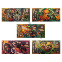 5pcs Breath Art Hero PVC Gold Foil Banknote Berlapis Emas 24K Anime Action Tahan Air Koleksi Hadiah untuk Penggemar