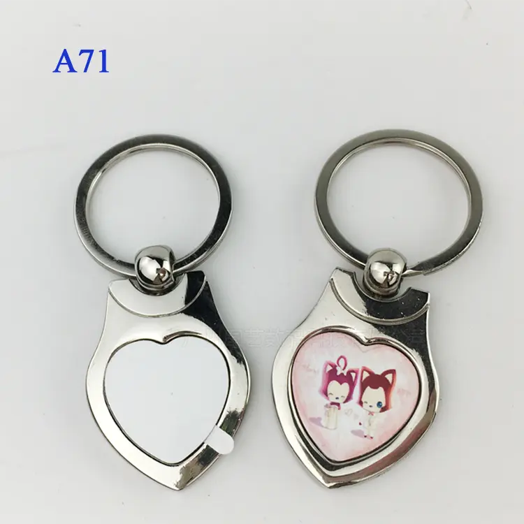 High Quality Heart Shaped Sublimation Blank Metal Keychains A71