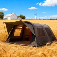 Tente de camping gonflable facile à installer, imperméable et coupe-vent, pour toutes les saisons, tente d'air en Oxford pour l'extérieur, avec fenêtres et portes en maille