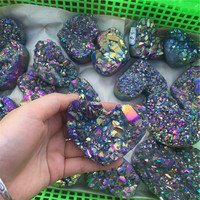 Pierres de guérison en titane arc-en-ciel, amas d'améthyste Aura cristaux en forme de cœur cadeaux Feng Shui artisanat