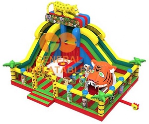 Forêt gonflable de la Jungle pour enfants, jeu de fête pour enfants, fond de la Jungle avec maison à rebond gonflable, château de saut et toboggan, pour l'intérieur - Product Image 1