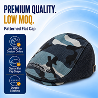 Casquette plate unisexe en jean camouflage bleu marine avec slogan brodé argenté, boucle réglable, style vintage, pour fêtes, vente en gros