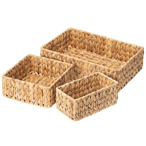 2025 OEM Set 3 Natuurlijke Geweven Waterhyacinten Mandjes Eco-vriendelijke Vintage Multifunctionele Handgemaakte Op maat gemaakte Opbergmandjes voor Brood - Product Image 1