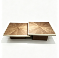 Table basse carrée moderne en bois de luxe, table à thé, table basse marron, mobilier moderne pour salon, hôtel, appartement, vente en gros
