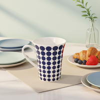 Tasse créative bleue à pois à bec incliné en porcelaine fine pour la maison, le bureau, les couples, les meilleurs amis, le petit-déjeuner et le lait