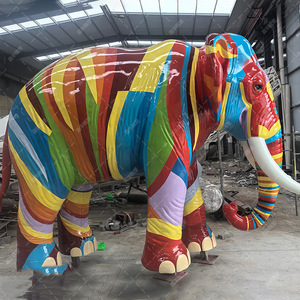 Painted <b>Elephant</b> Stainless Steel Outdoor Floor Mount Animal Sculpture Handmade Figure <b>Decoration</b> - Product Image 4
