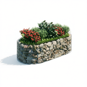 Bac de plantation surélevé en gabion en fer galvanisé argenté 78,7 x 39,4 x 19,7 pouces - Product Image 1
