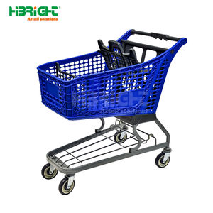 Chariot de courses en métal bleu de grande capacité pour supermarché et épicerie avec compartiments intégrés - Product Image 1
