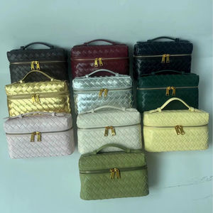 Bolso de almuerzo tejido de lujo para mujer, versátil, hecho a mano, pequeño, cuadrado, con cremallera, de poliéster, de un solo hombro, tipo bandolera. - Product Image 2