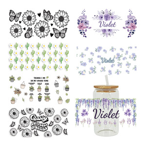 Envolturas para Vasos UV de 16oz con Diseño Floral Curativo para <span class=keywords><strong>la</strong></span> <span class=keywords><strong>Vida</strong></span> Diaria, Estética de Bosque Salvaje, Vibe Romántico Púrpura, Adhesivos DTF - Product Image 1