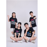 T-shirt court régulier imprimé (imprimé graphique) col rond (col rond) décontracté/streetwear/vêtements de plage vietnamien noir