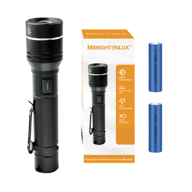 1000 Lumen High Brightness Multifunctional White Laser USB Rechargeable Tactical Flashlight 18650 LED Bulb for Emergency