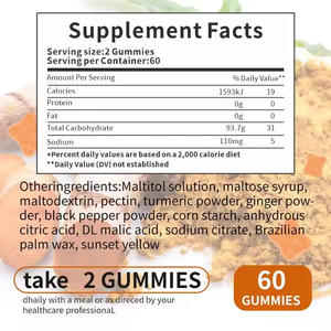 Suplemento Natural Turmeric Extract Pure Turmeric Curcumin Gummies Antioxidante Turmeric Gummies com pimenta preta - Product Image 5