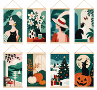 Cadeau de Noël, art déco, portrait vertical, décoration murale suspendue, chambre à coucher, salon, peinture sur toile enroulable pour anniversaire