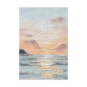 Pintura al Óleo Pintada a Mano, Paisaje Marino al Amanecer, Impresionismo, 100% Hecho a Mano, Arte Moderno Minimalista para la Pared del Sofá del Salón - Product Image 5