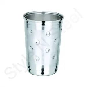 Vaso con relieve de puntos y cristal de agua táctil de plata, vaso de champán aislado de acero inoxidable, copa de vino sin tallo