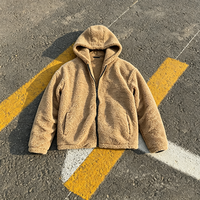Blouson Teddy Homme Zippé Intégral en Polaire Sherpa Kaki Oversize Chaud Décontracté Hiver Streetwear Manteau Survêtement