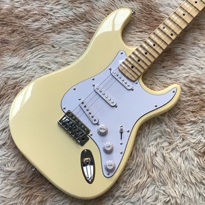 Chitarra Elettrica Giallo Chiaro Custom ST OEM con Corpo in Mogano Massello, Manico in Acero e Pedale Effetto - Chitarra da Viaggio Professionale - Product Image 3