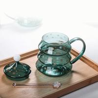 Vente en gros directe d'usine, tasse en verre borosilicate à double paroi, arbre de Noël, soufflée à la main, résistante à la chaleur, 401-500 ml, cadeau de Noël