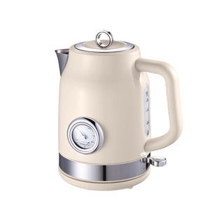 1.7L phong cách retro Ấm đun nước điện kim loại Tea <span class=keywords><strong>Kettle</strong></span> OEM chất lượng tốt Kem nước màu vàng ấm đun nước với nhiệt độ đo - Product Image 2