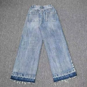 Jeans de mezclilla vintage lavados a medida para mujer, talla grande, nueva moda, casuales, lisos, desgastados, de pierna ancha, al por mayor para mujer - Product Image 2