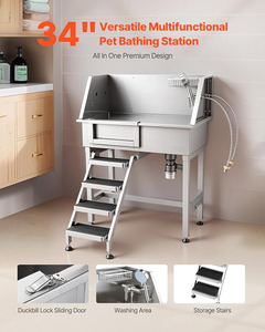Bañera de Acero Inoxidable para Mascotas con Grifo de Ducha, Soporte para Jabón, Escaleras Antideslizantes y Fácil Limpieza para Perros y Gatos - Product Image 5