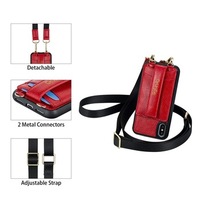 Étui de téléphone portable en cuir mains libres, bandoulière, sac à main avec sangle, porte-cartes, porte-monnaie pour accessoires de téléphone Iphone, gratuit