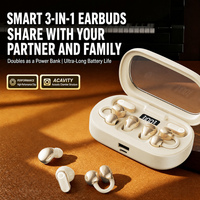 B72-B Nouveaux écouteurs intra-auriculaires V6.0 6 pièces, écouteurs portables à clipser, écouteurs ouverts 3-en-1 sans fil TWS
